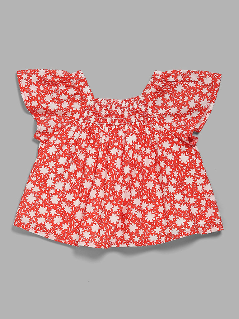 HOP Kids Red Ditsy Floral Top