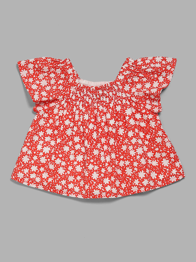 HOP Kids Red Ditsy Floral Top