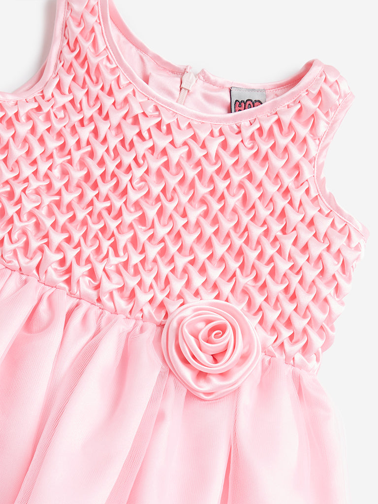 HOP Kids Pink Rose Applique Party Dress