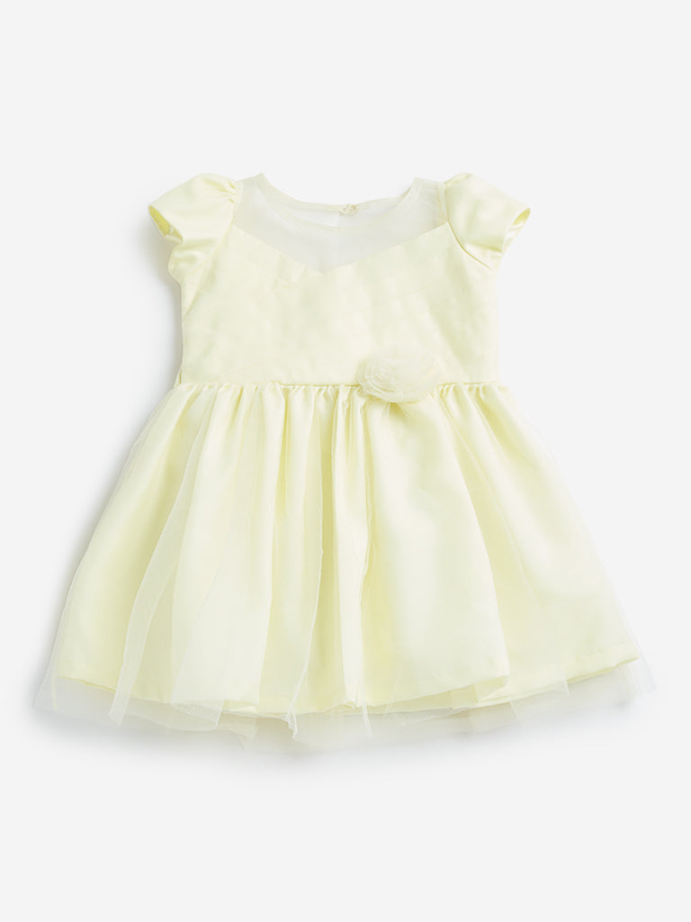 HOP Kids Yellow Netted Party Dress