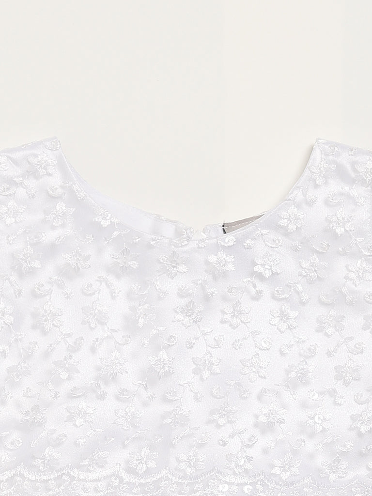 HOP Kids White Tulle A-Line Dress