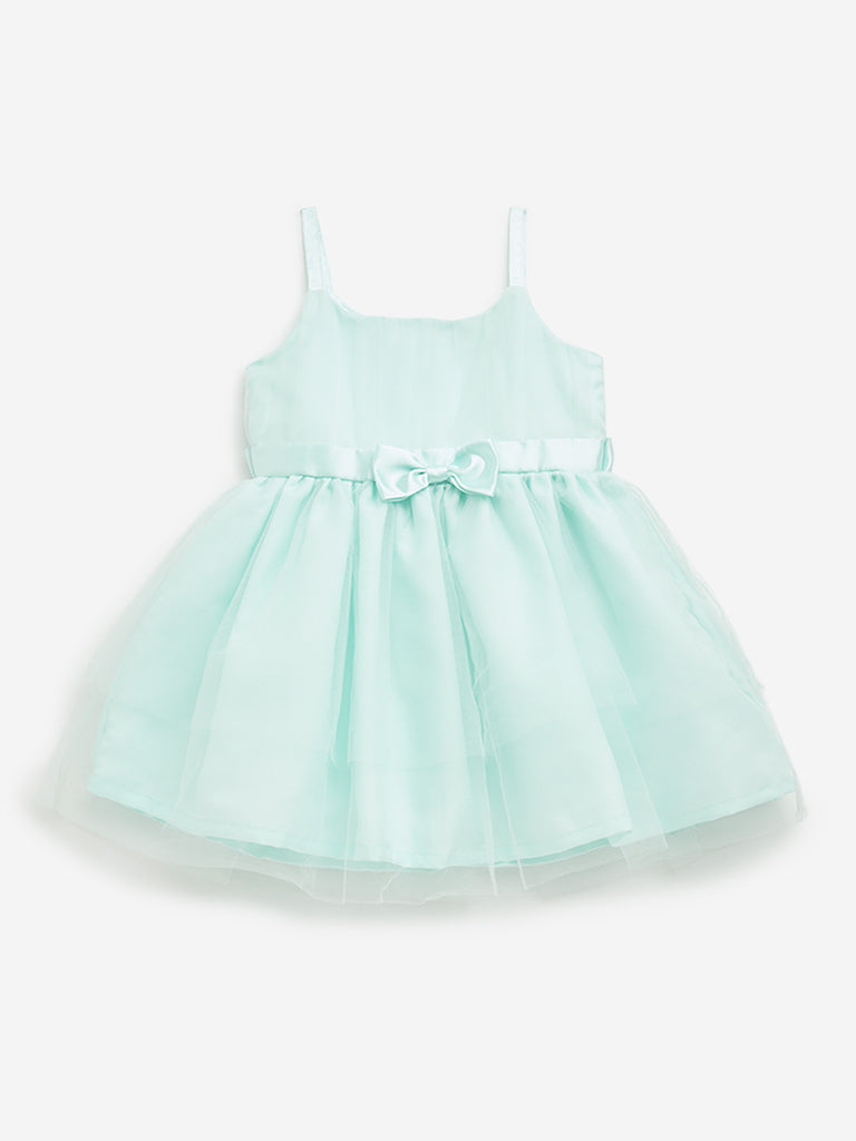 HOP Kids Mint Bow-Detailed A-Line Dress