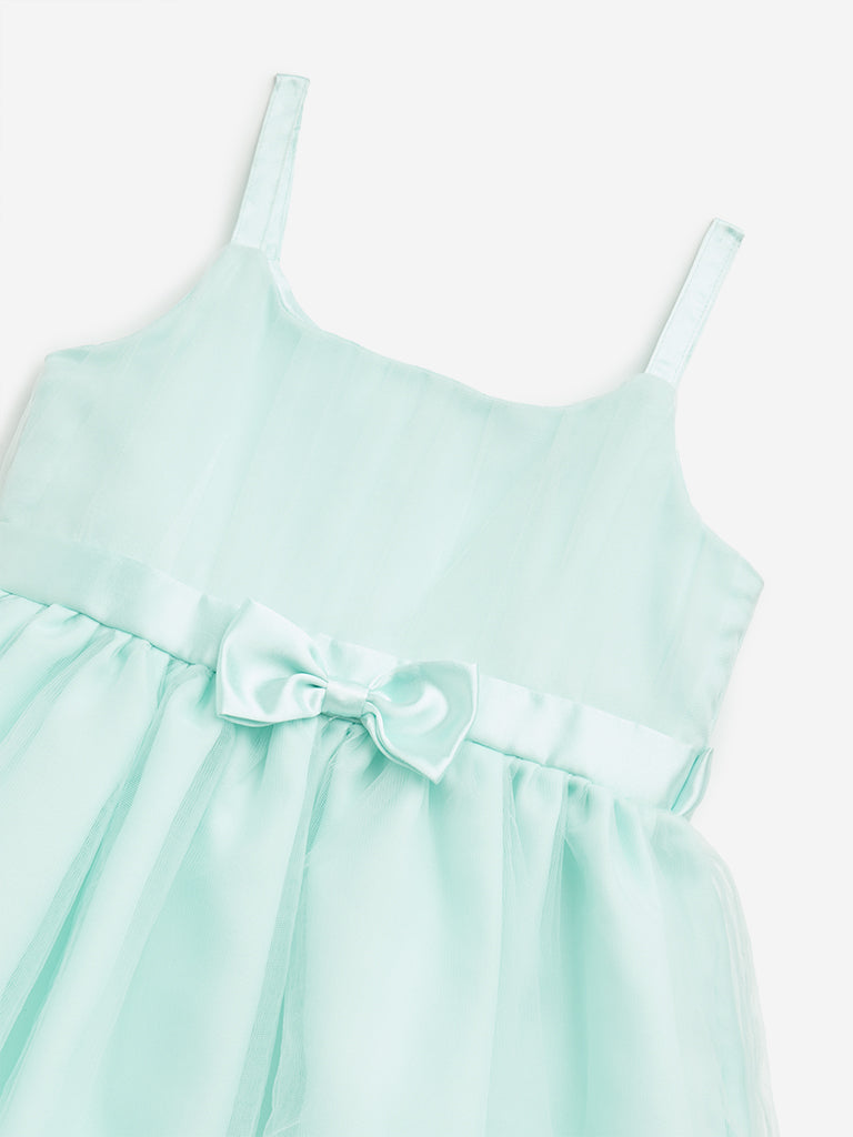 HOP Kids Mint Bow-Detailed A-Line Dress