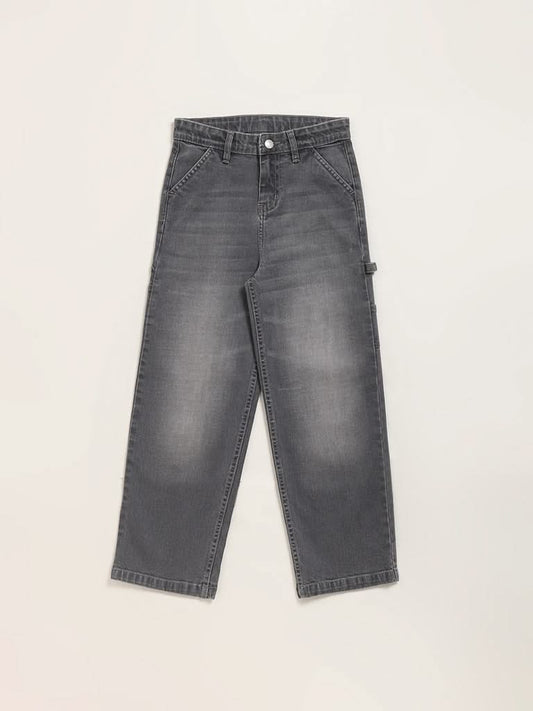 Y&F Kids Grey Cargo Denim Jeans