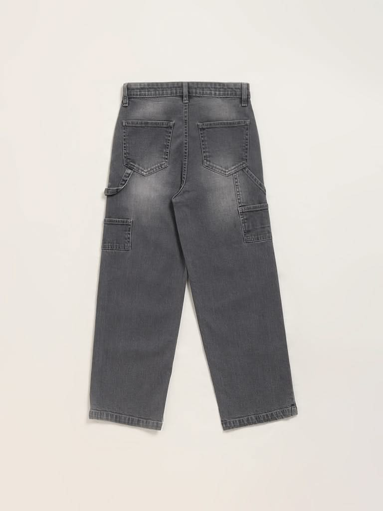 Y&F Kids Grey Cargo Denim Jeans