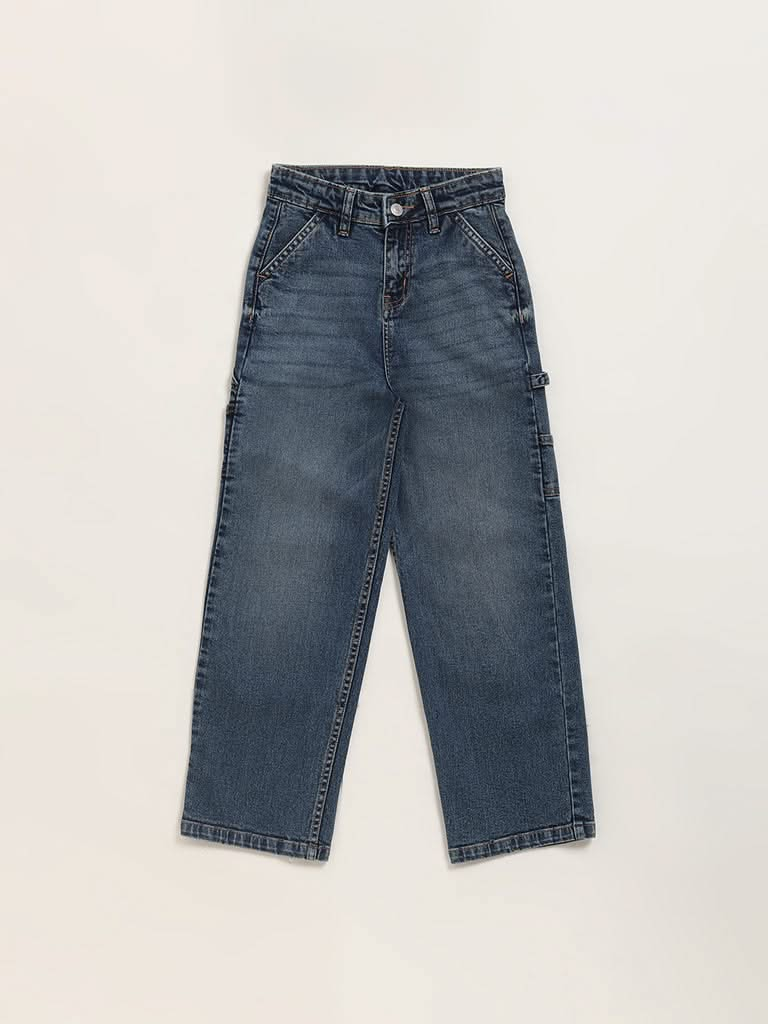 Y&F Kids Blue Cargo Denim Jeans