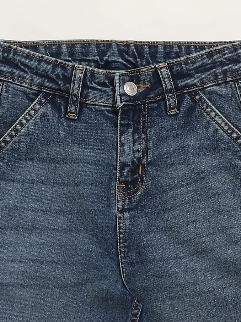 Y&F Kids Blue Cargo Denim Jeans