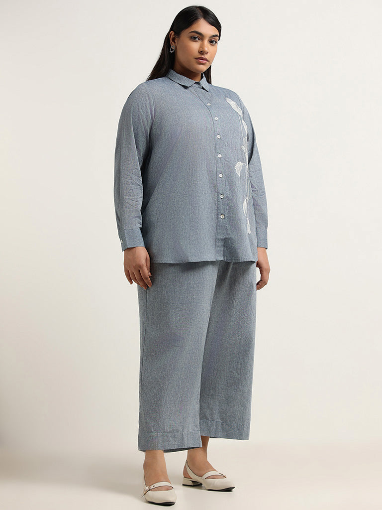 Diza Grey Cotton Palazzos