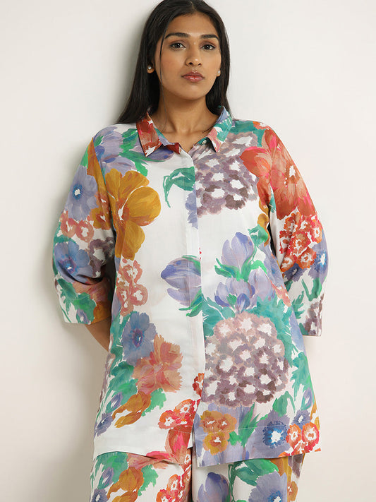 Diza Blue Floral Printed Tunic