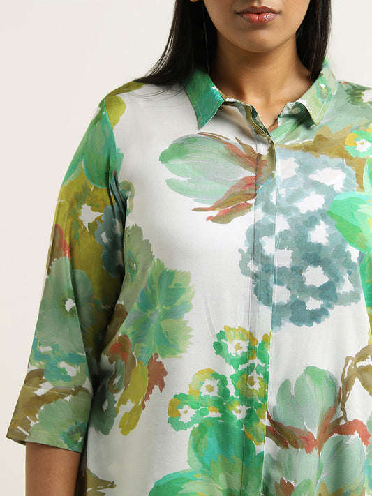 Diza Green Floral Printed Tunic