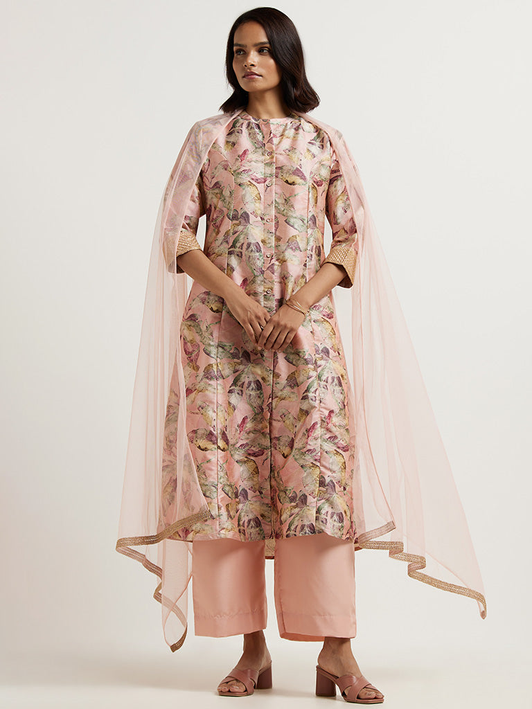 Vark Pink Kurta, Palazzos & Dupatta Set