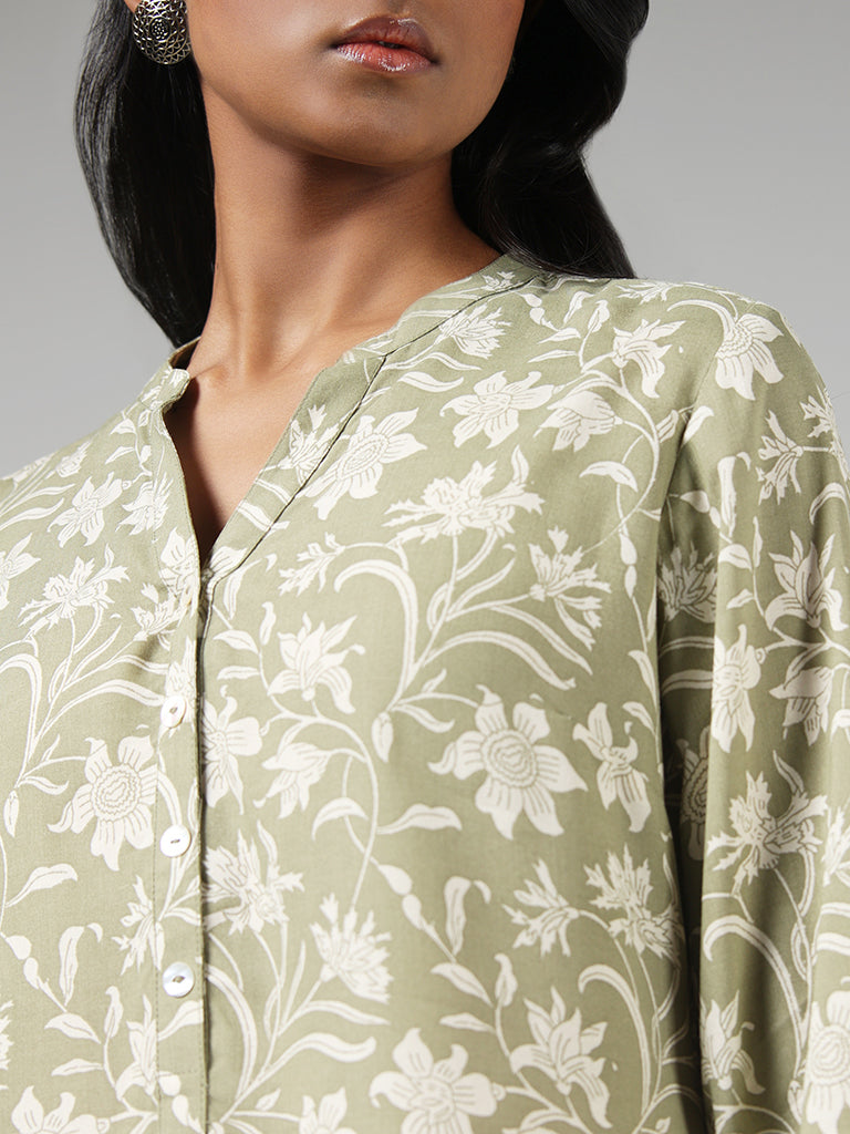 Utsa Green Floral Printed Tunic