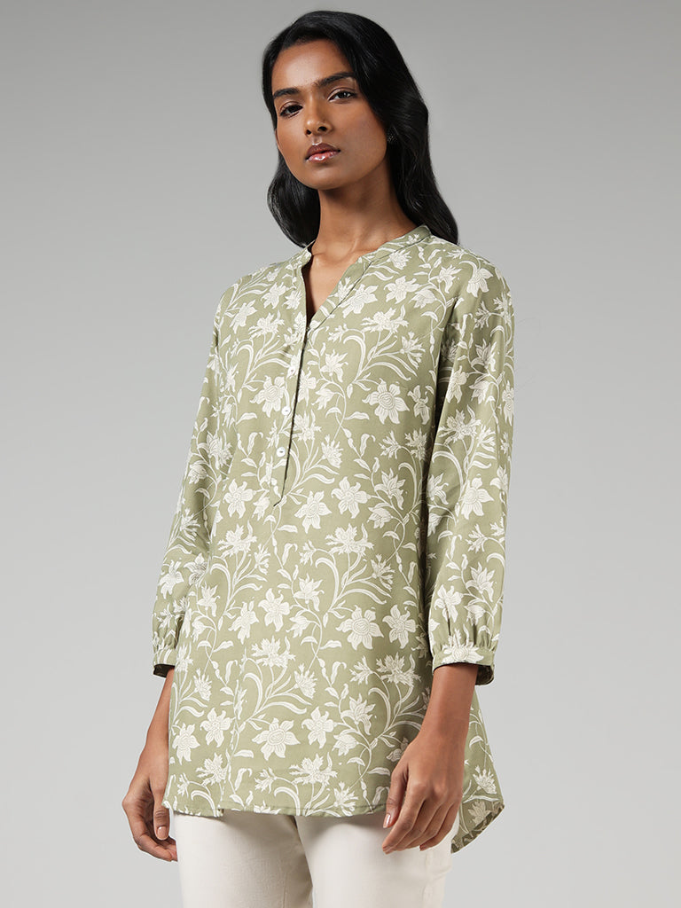 Utsa Green Floral Printed Tunic