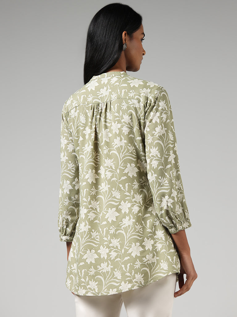 Utsa Green Floral Printed Tunic