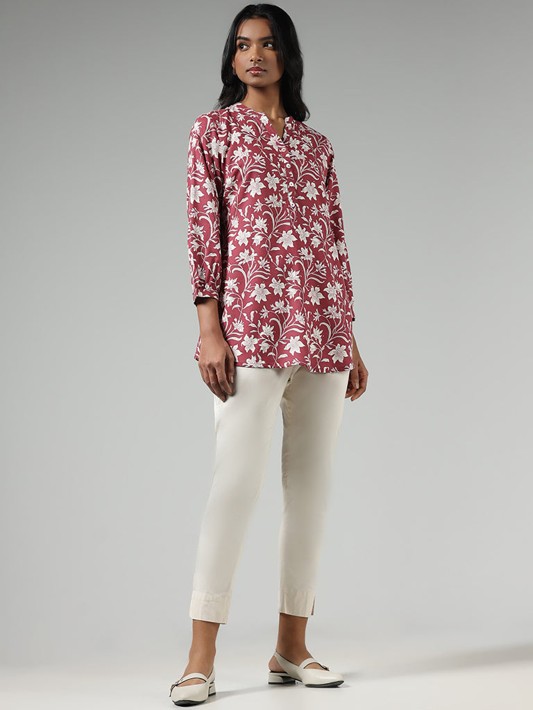 Utsa Red Floral Printed Tunic