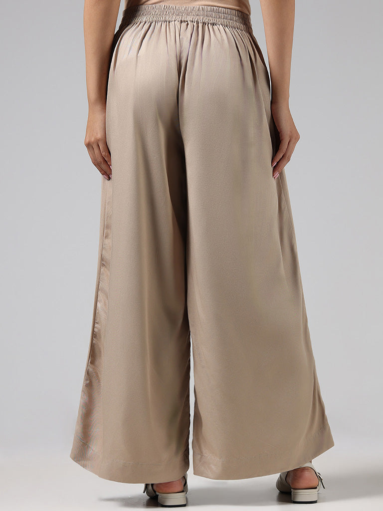 Zuba Solid Beige Palazzos