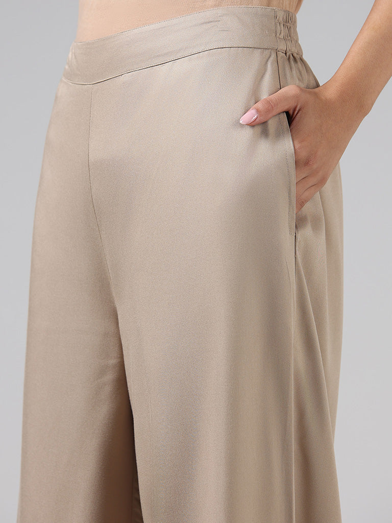 Zuba Solid Beige Palazzos