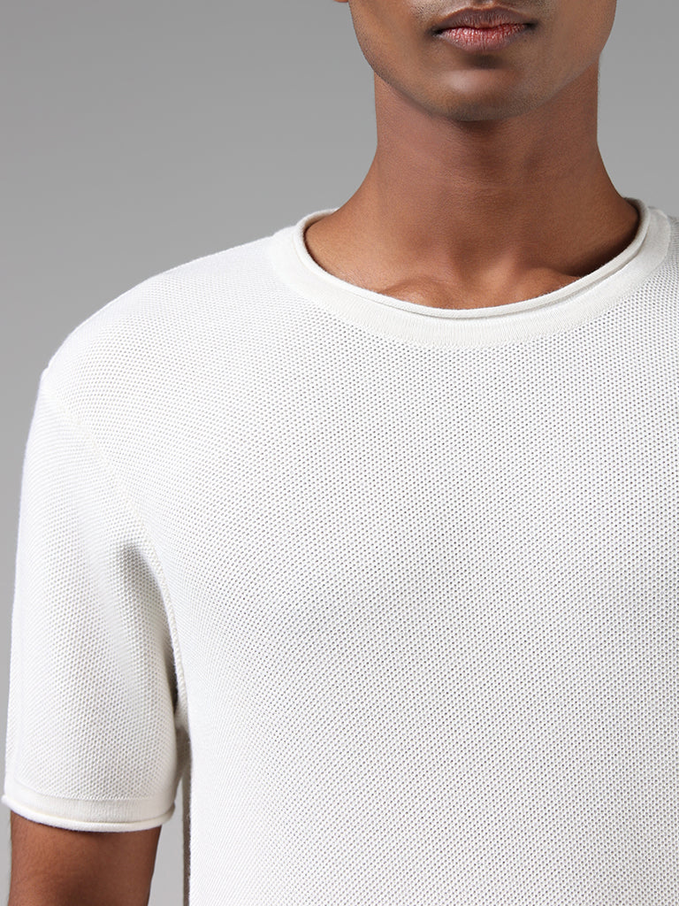 ETA Off White Waffle Knitted Slim Fit T-Shirt