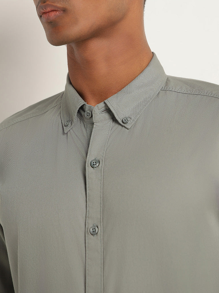 Nuon Green Cotton Slim-Fit Shirt