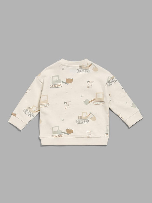 HOP Baby Light Beige Printed Sweatshirt