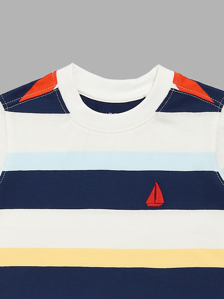 HOP Kids Blue Striped T-Shirt