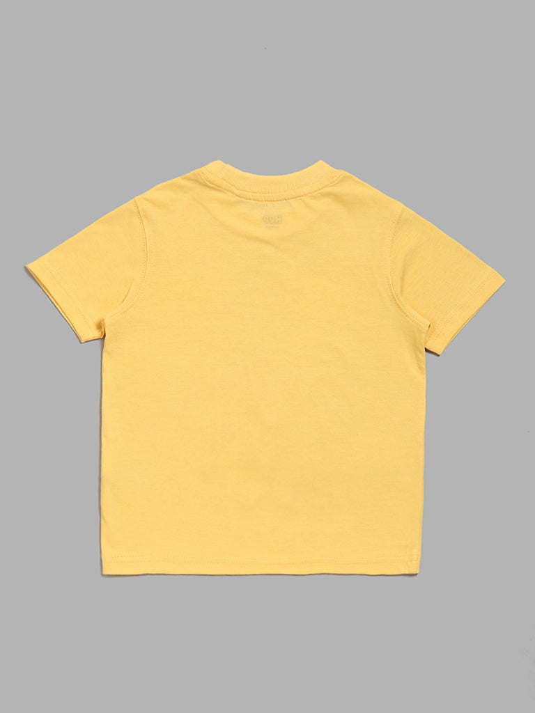 HOP Kids Typography Printed Yellow T-Shirt