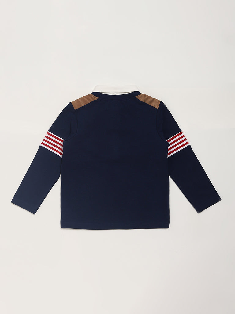 HOP Kids Striped Navy Collared T-Shirt