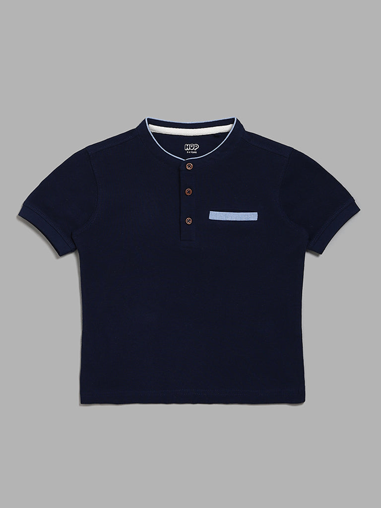 HOP Kids Back Embroidered Navy T-Shirt