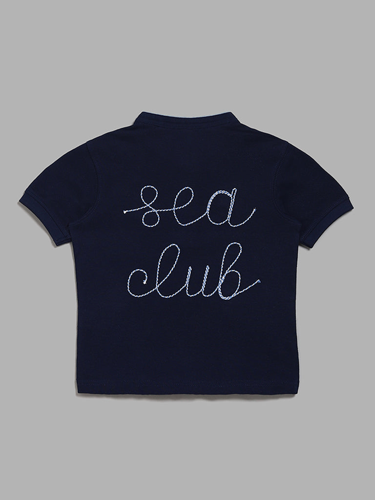 HOP Kids Back Embroidered Navy T-Shirt