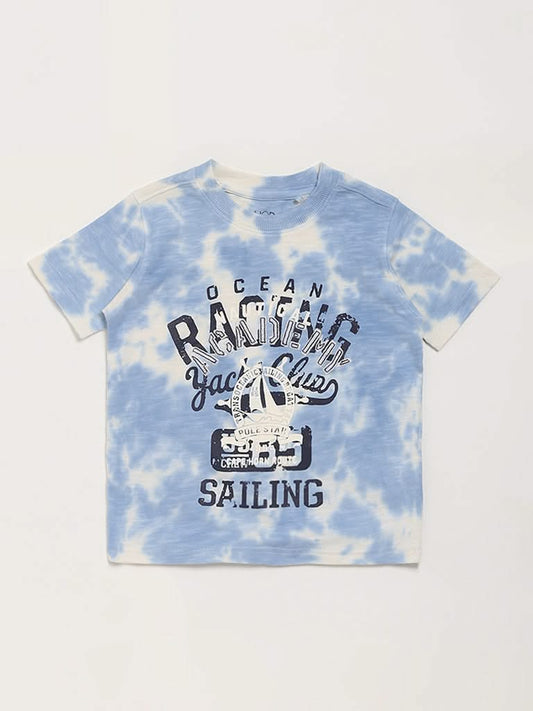 HOP Kids Tie-Dye Blue Printed T-Shirt