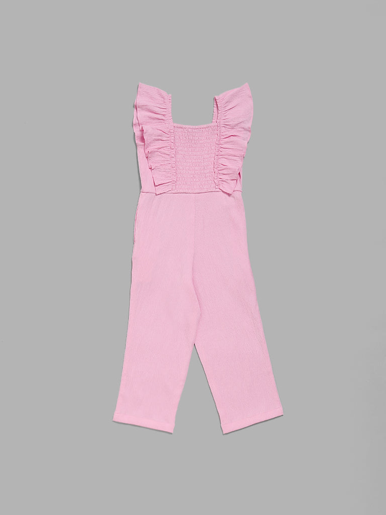 HOP Kids Pink Ruffled Jumpsuit