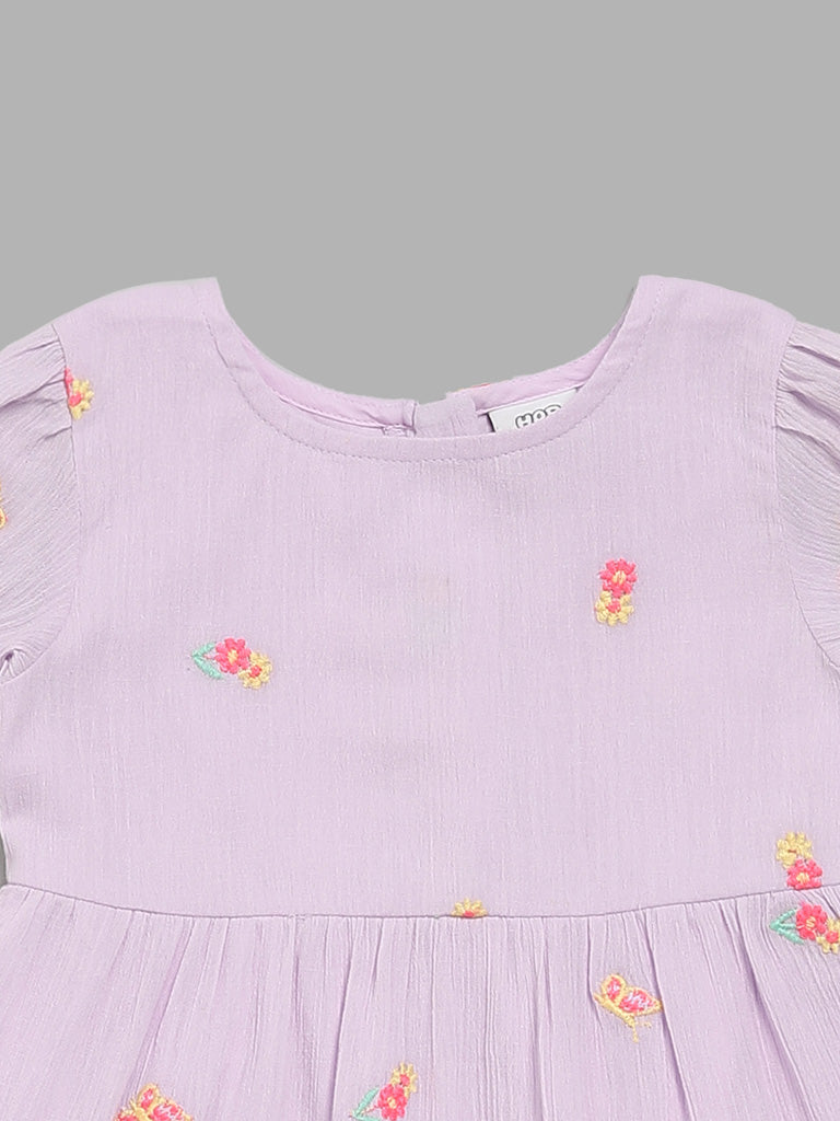 HOP Kids Lavender Embroidered Dress