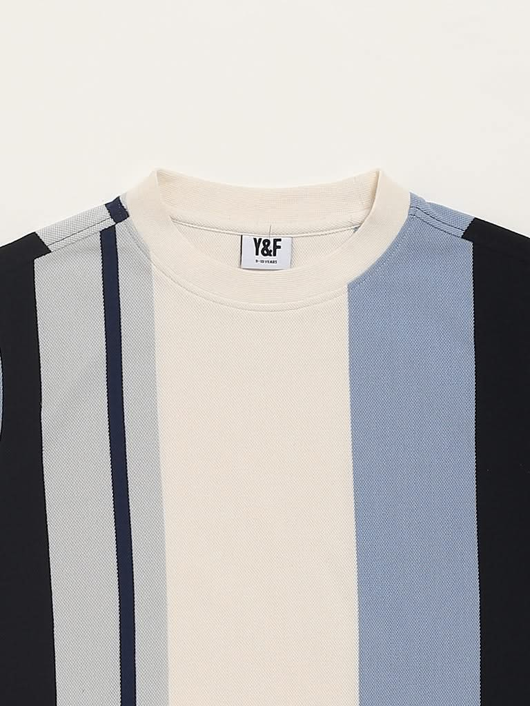 Y&F Kids Striped Blue T-Shirt