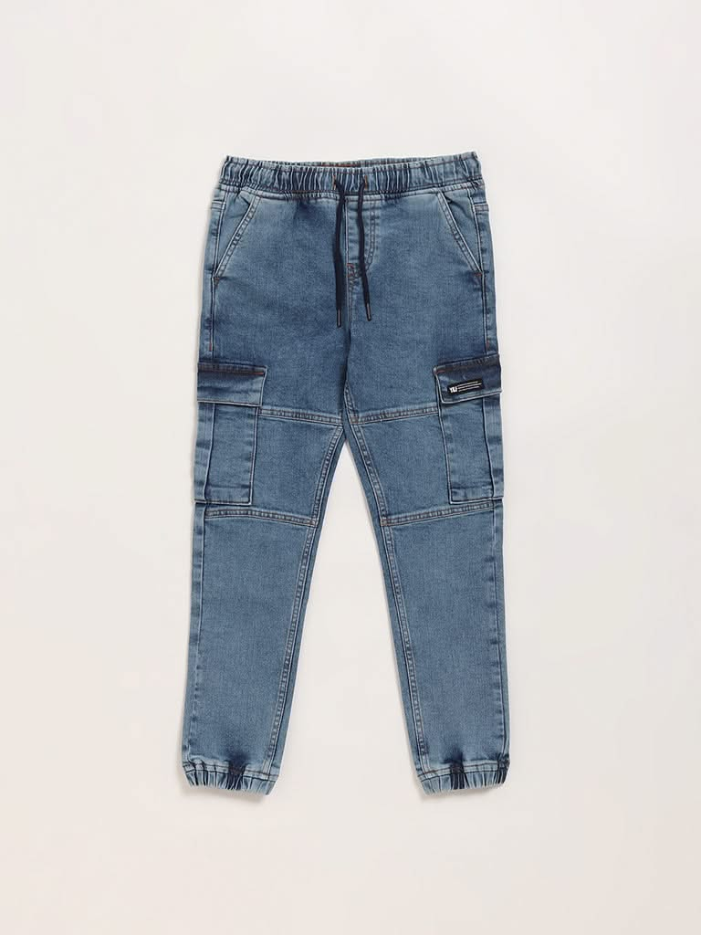 Y&F Kids Blue Denim Joggers