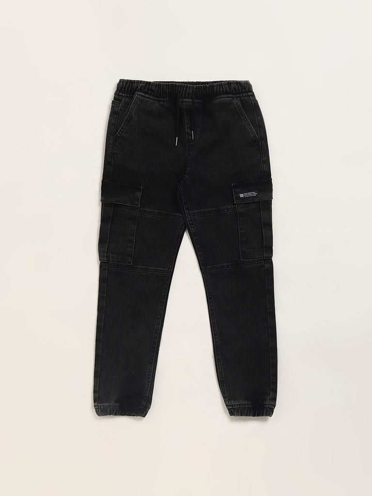 Y&F Kids Black Denim Joggers