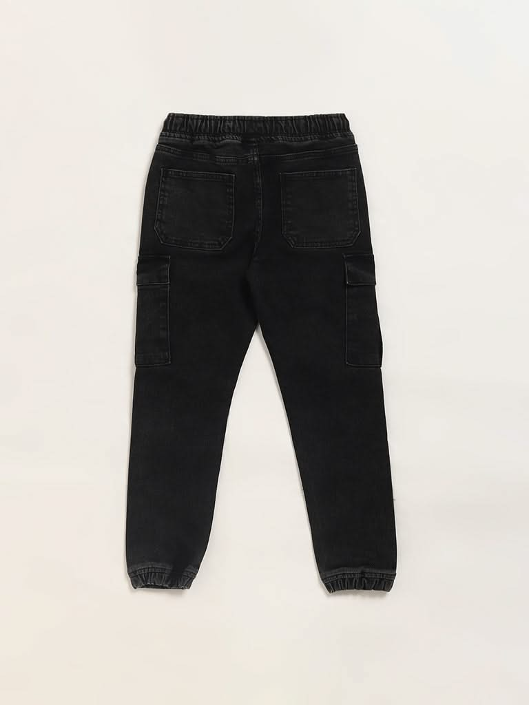 Y&F Kids Black Denim Joggers