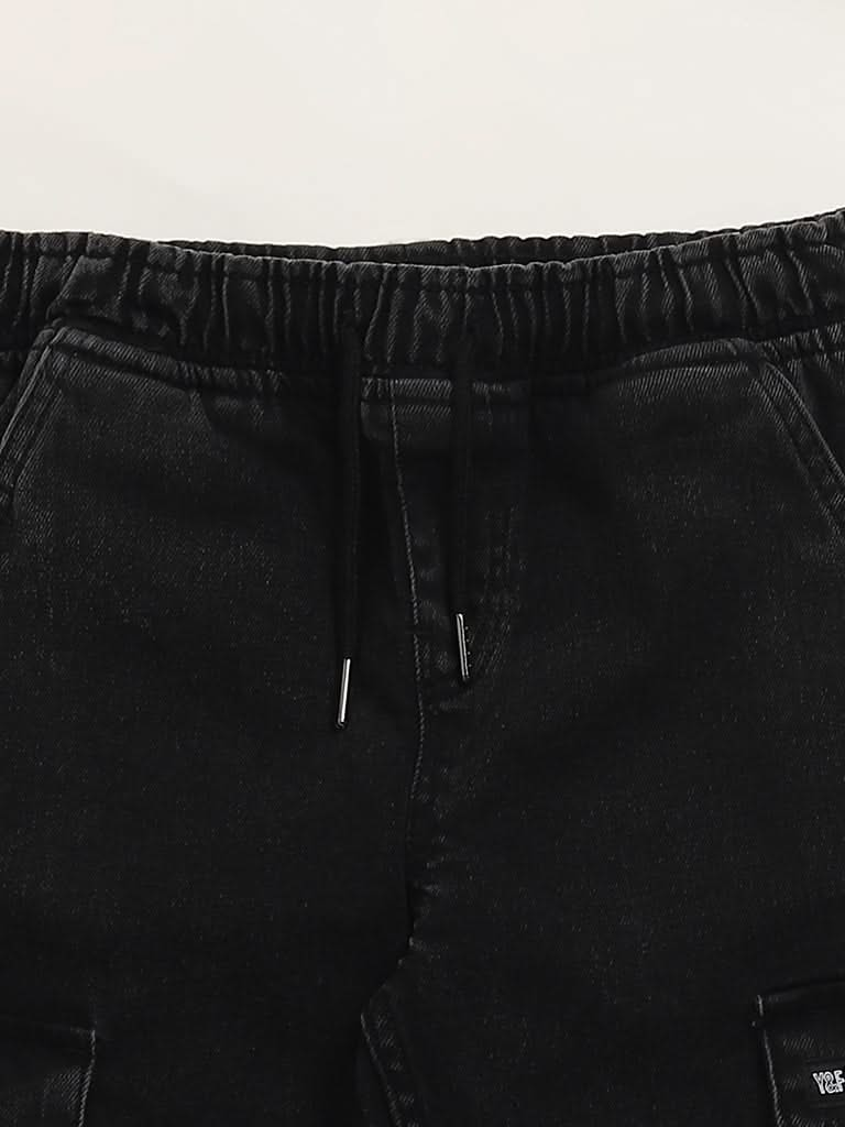 Y&F Kids Black Denim Joggers