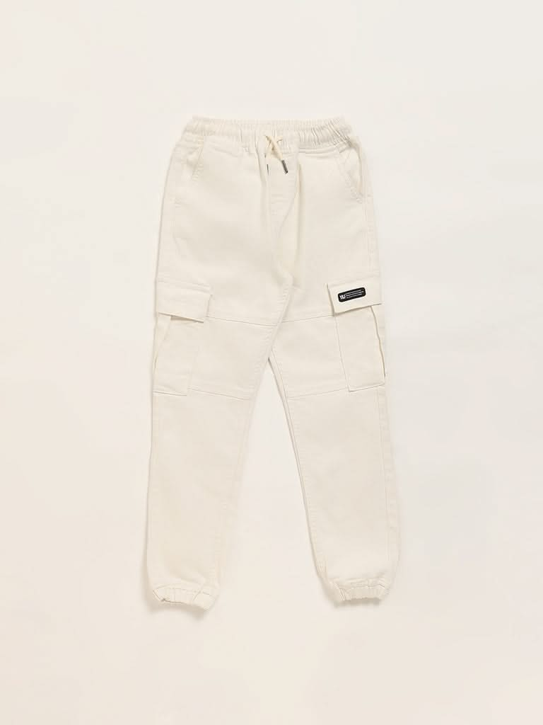 Y&F Kids Off White Cargo Joggers