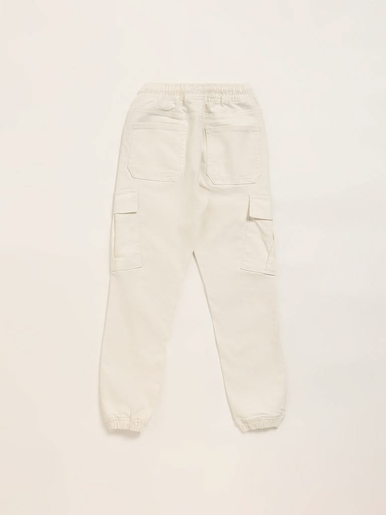 Y&F Kids Off White Cargo Joggers