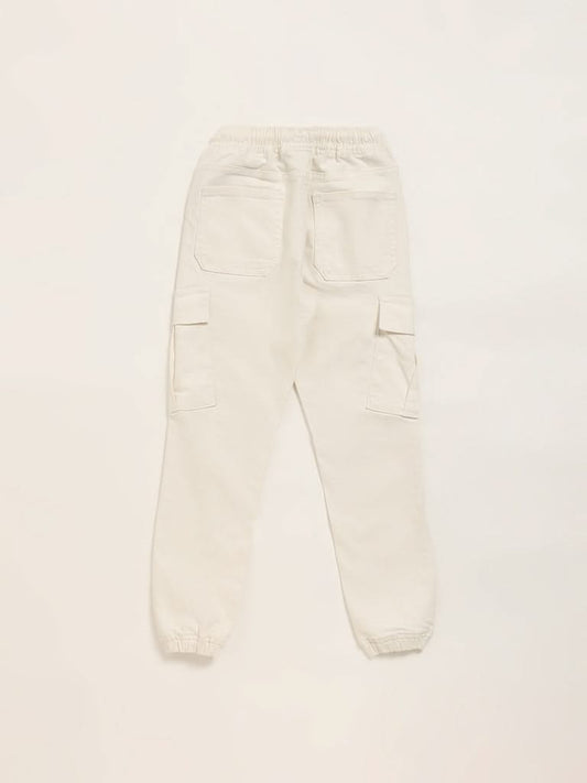 Y&F Kids Off White Cargo Joggers