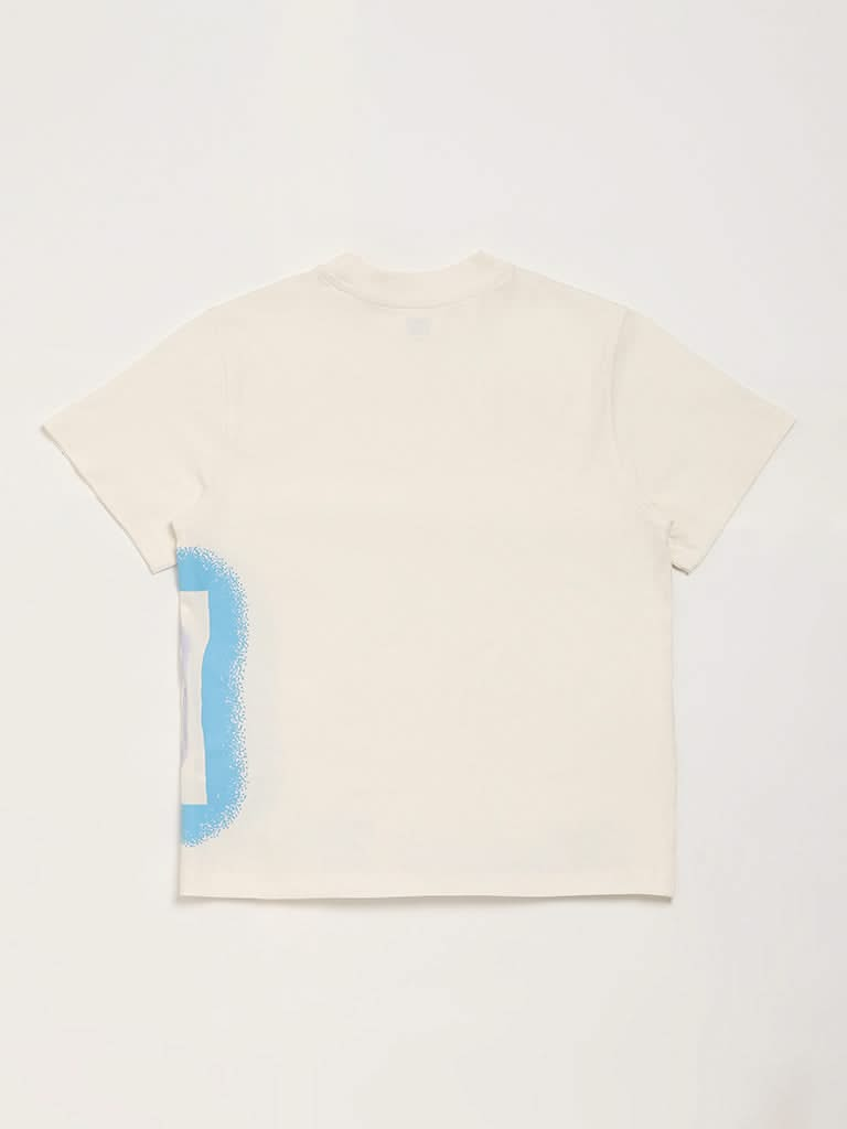 Y&F Kids Printed Off White T-Shirt