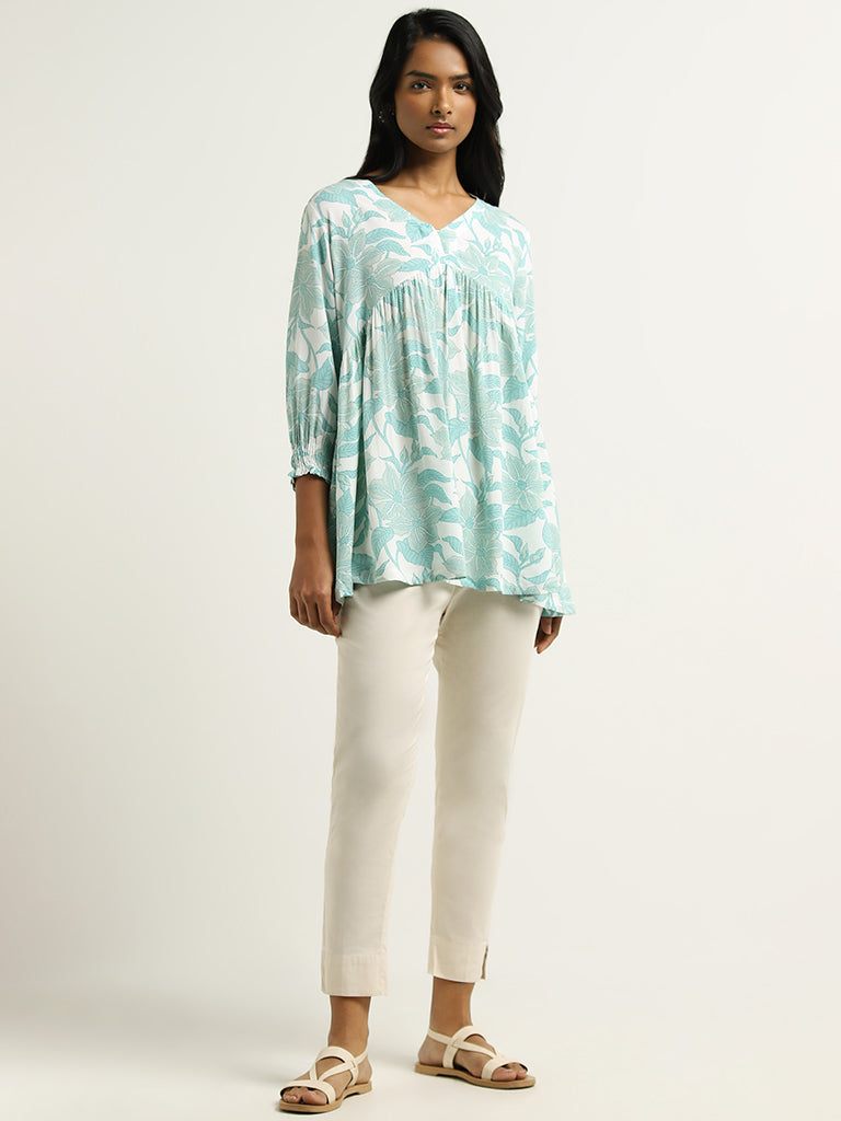 Utsa Blue Printed Kurti