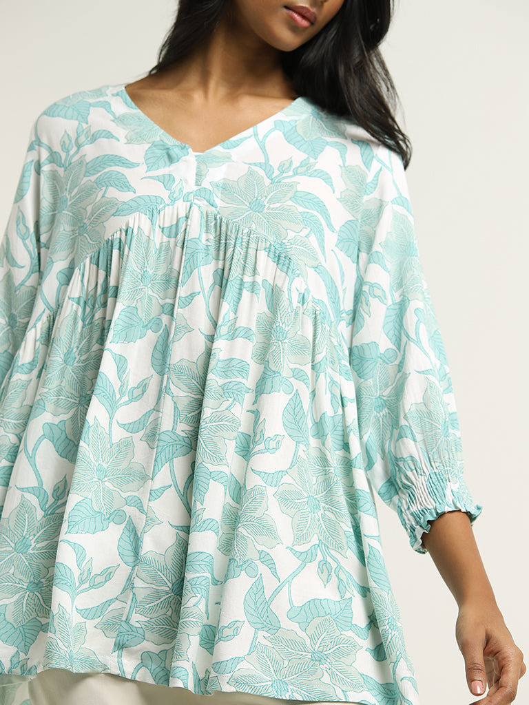 Utsa Blue Printed Kurti