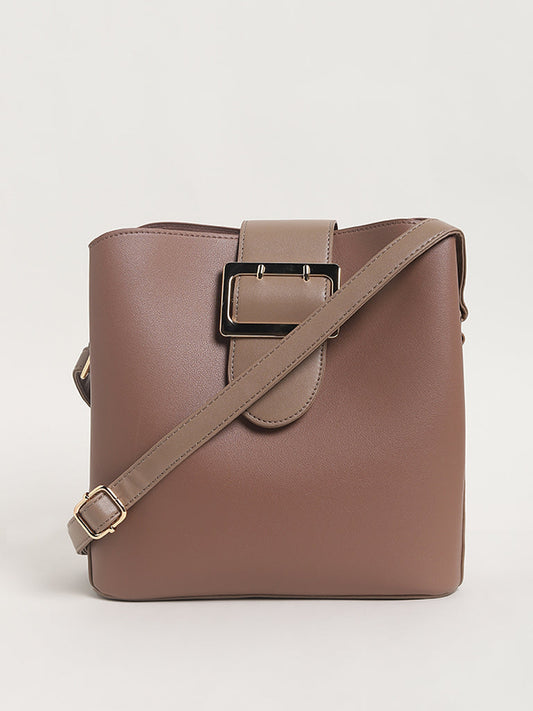 LOV Solid Taupe Crossbody Bag