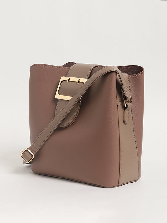 LOV Solid Taupe Crossbody Bag