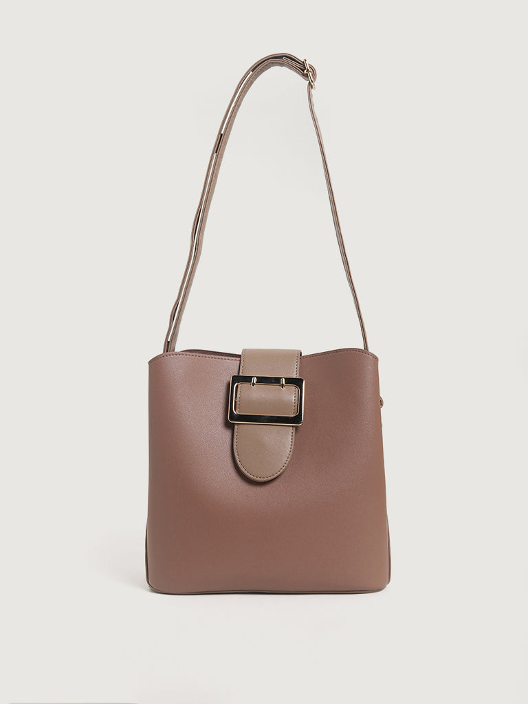 LOV Solid Taupe Crossbody Bag