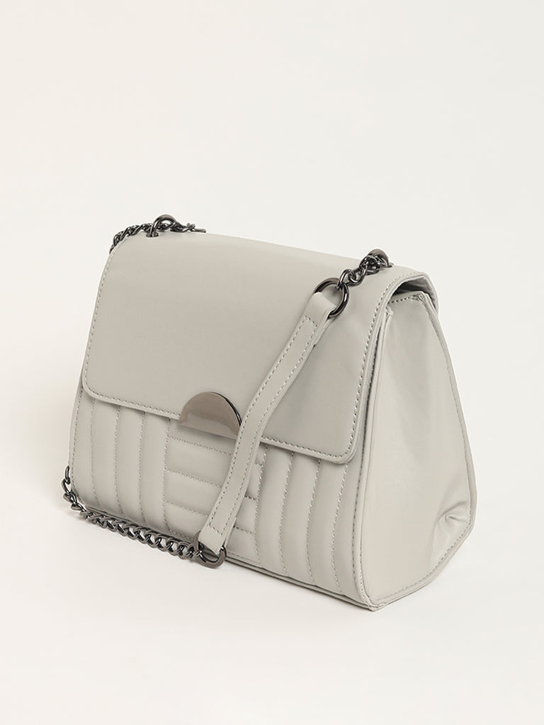 LOV Grey Chain-Trimmed Crossbody Bag