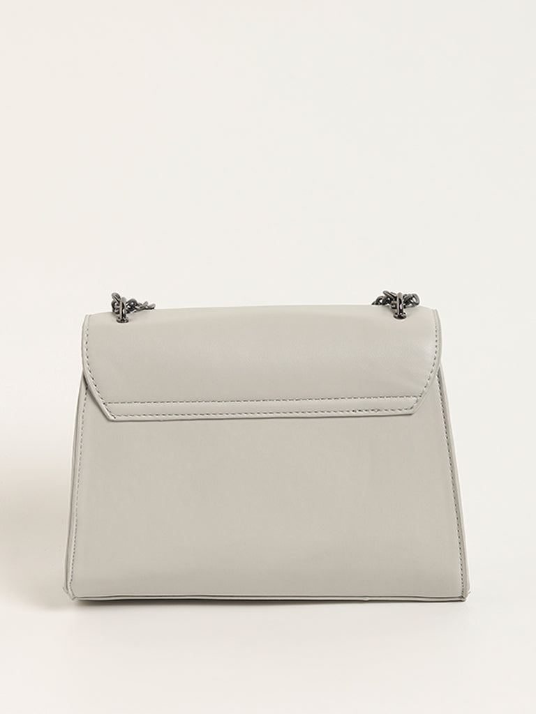 LOV Grey Chain-Trimmed Crossbody Bag