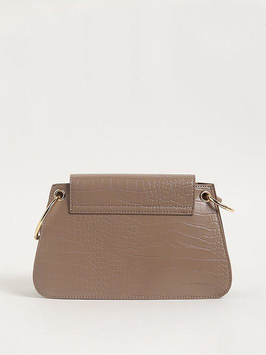 LOV Self-Patterned Beige Shoulder Bag