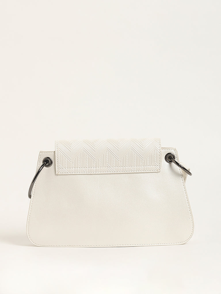 LOV White Chevron Patterned Clutch Bag